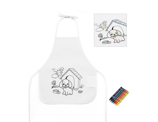 Avental de criana para colorir. Non-woven: 80 g/m. Com desenho impres