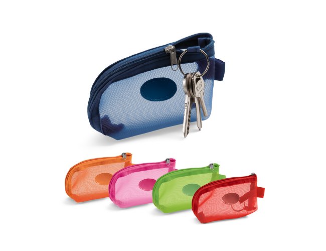 Bolsa chaveiro. PVC e tela.     100 x 65 mm