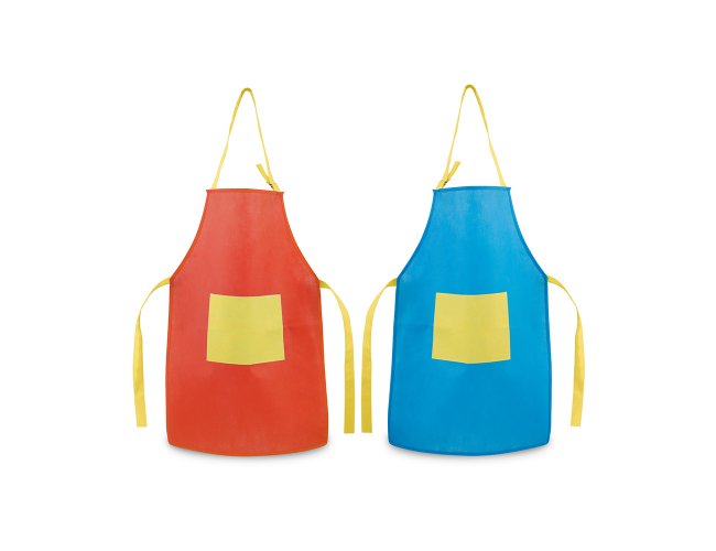 Avental para criana. Non-woven: 80 g/m. Ajustvel. Com 1 bolso.     4