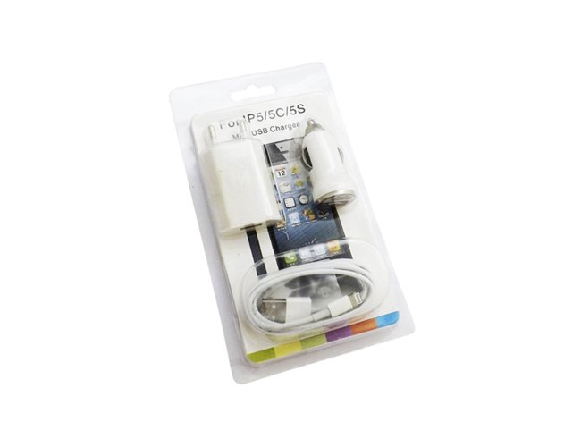 Kit 3 em 1 Carregador cabo Lightning e Carregador Veicular